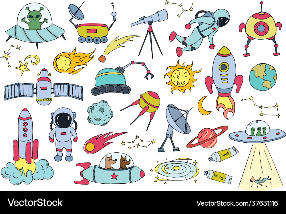 Set different space objects Set different space objects vector image
