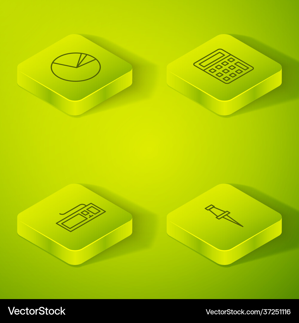 Set isometric calculator keyboard push pin Set isometric calculator keyboard push pin vector image