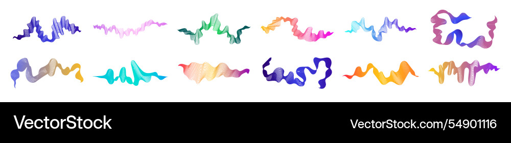 Set of abstract backdrops with multicolor waves Vector Image