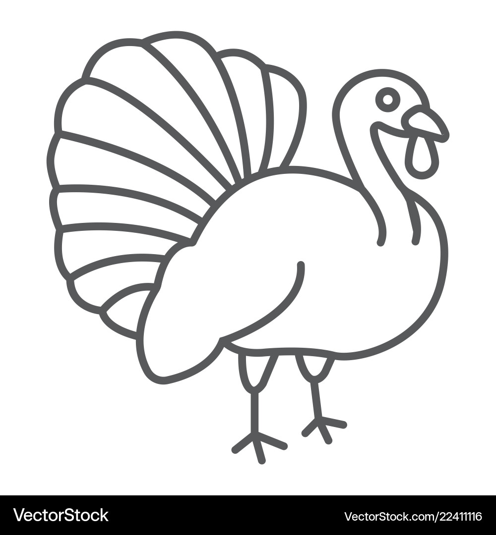 Turkey bird thin line icon animal and farm Turkey bird thin line icon animal and farm vector image