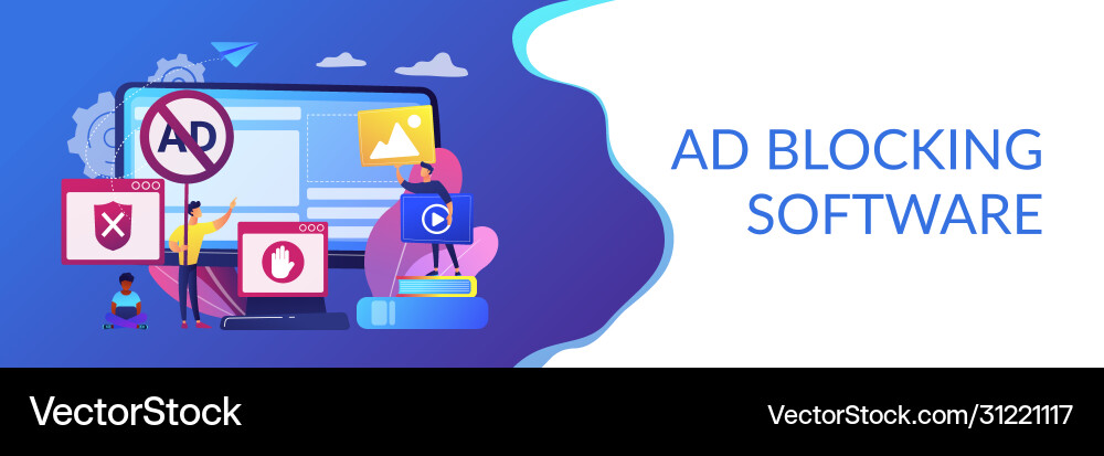 Ad blocking software concept banner header Ad blocking software concept banner header vector image