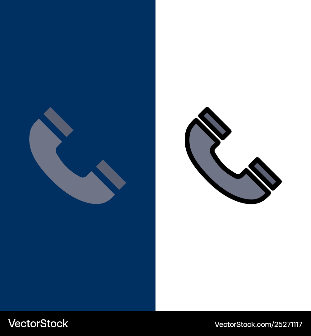 Call interface phone ui icons flat and line Call interface phone ui icons flat and line vector image