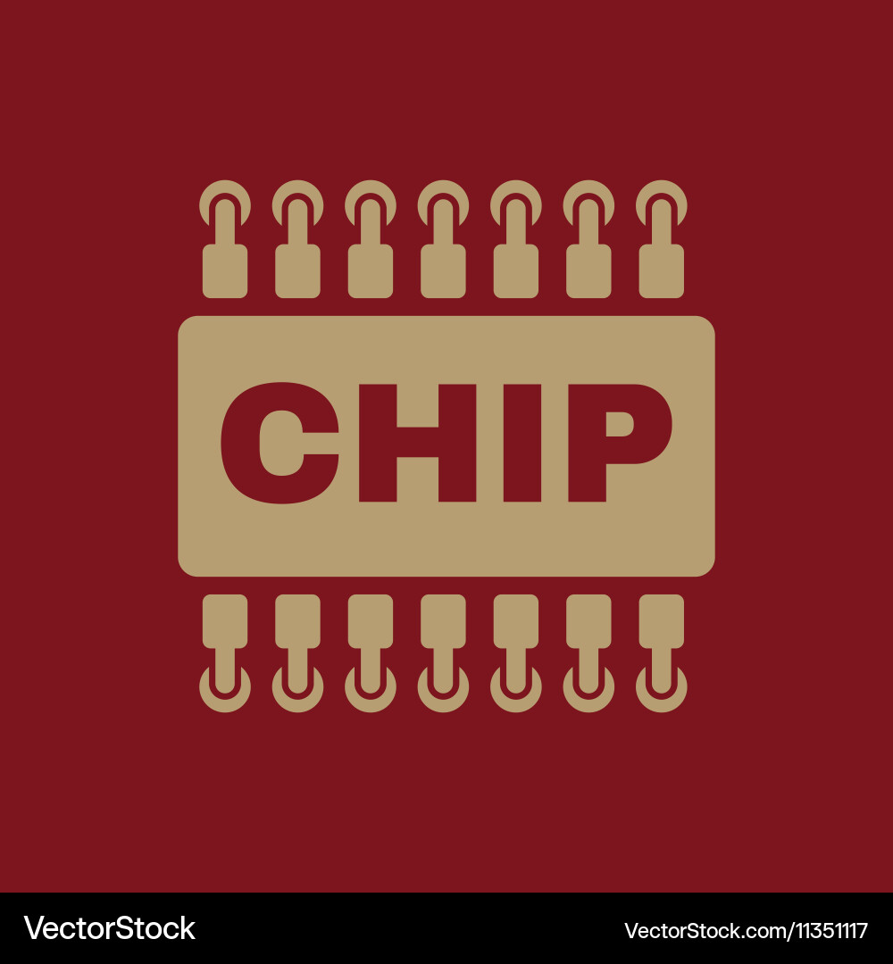 Chip icon microchip and microcircuit symbol Vector Image
