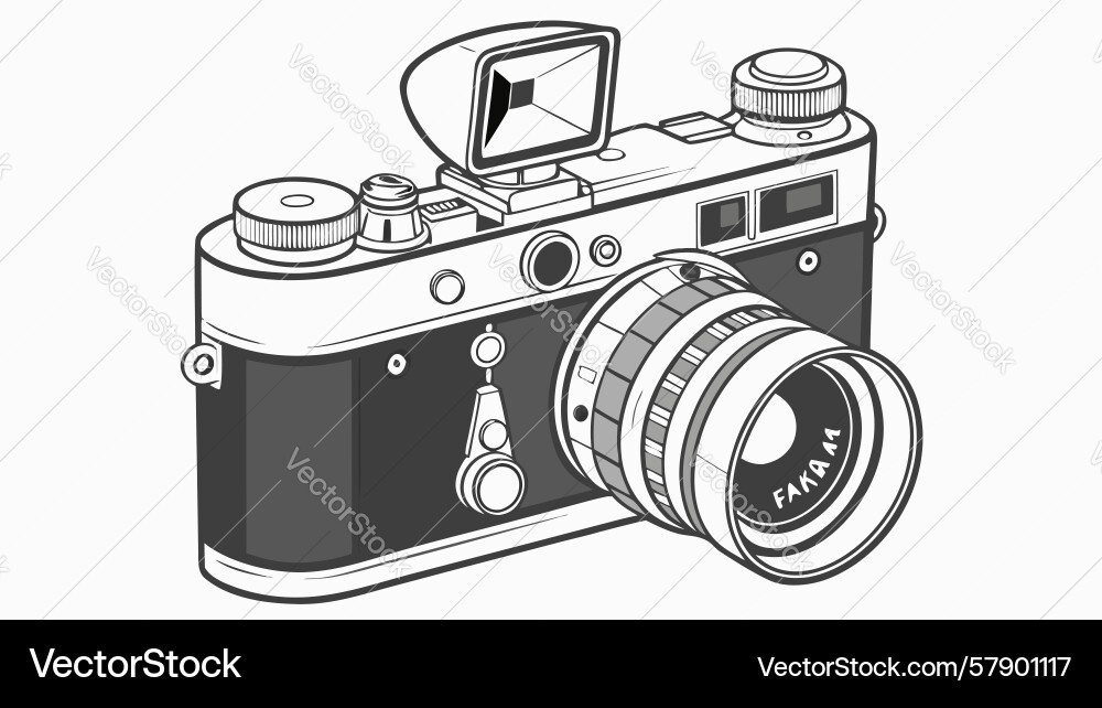 Classic rangefinder camera design generative ai Vector Image