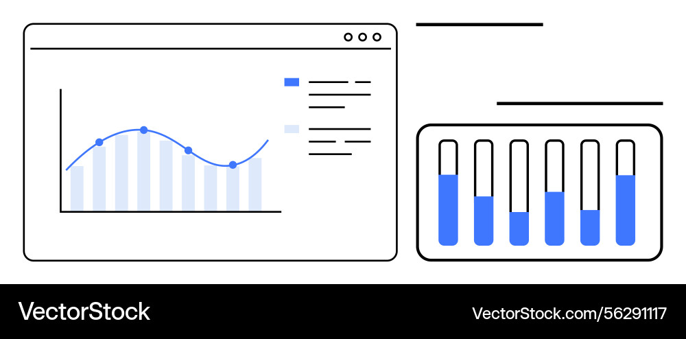Data analytics dashboard with line chart and bar Data analytics dashboard with line chart and bar vector image