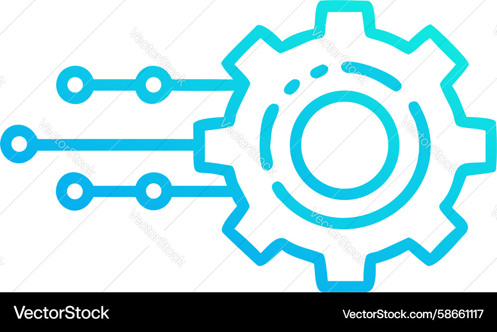 Data flow gear with connected nodes icon design Vector Image