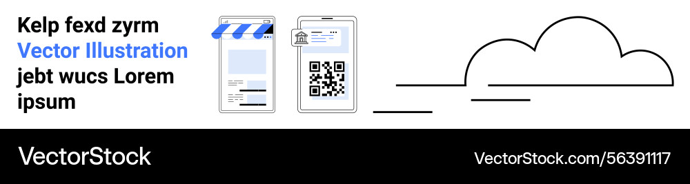 Digital qr code and cloud concept with shopfront Digital qr code and cloud concept with shopfront vector image