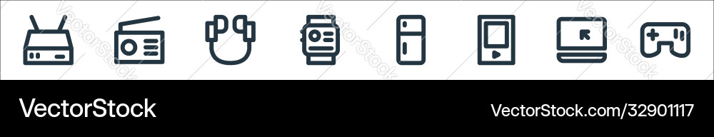 Electronics line icons linear set quality Electronics line icons linear set quality Vector Image