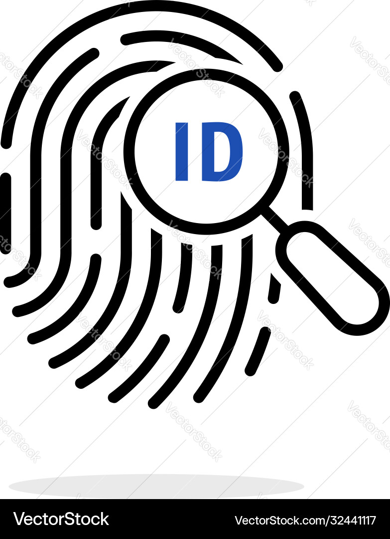 Fingerprint Scan with Magnifier Icon vector image