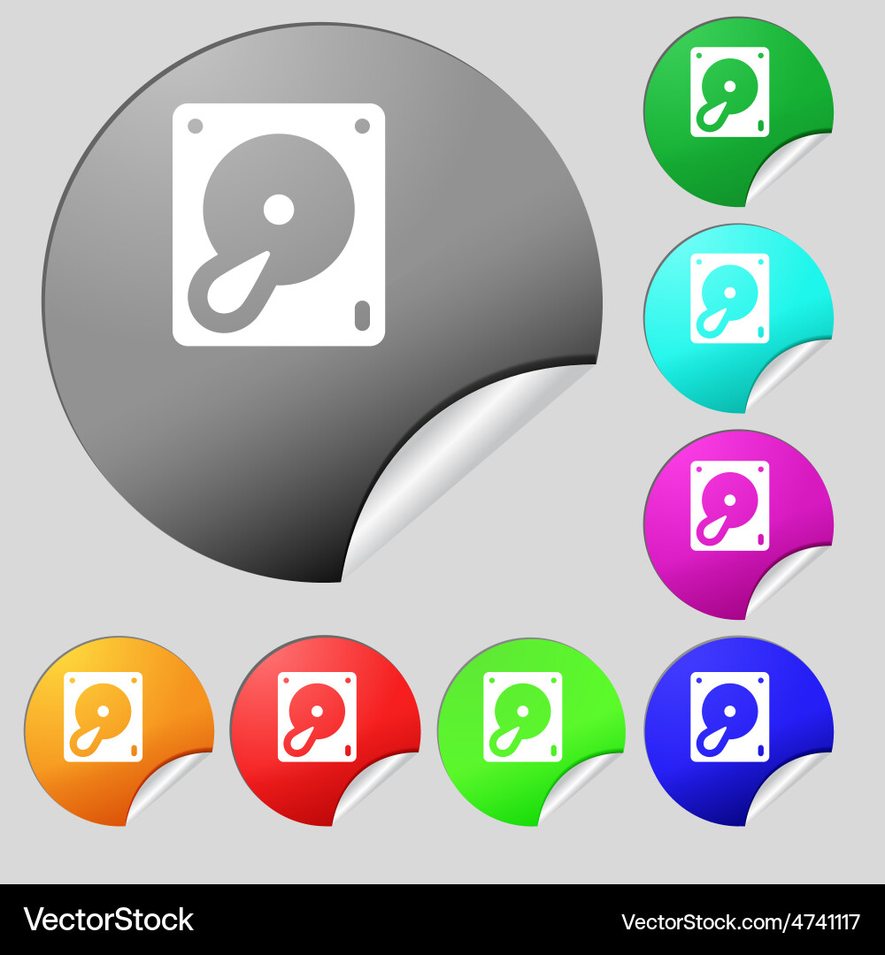 Hard disk and database icon sign set of eight vector image