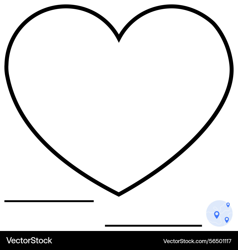 Minimalistic heart outline with map pin elements Minimalistic heart outline with map pin elements vector image