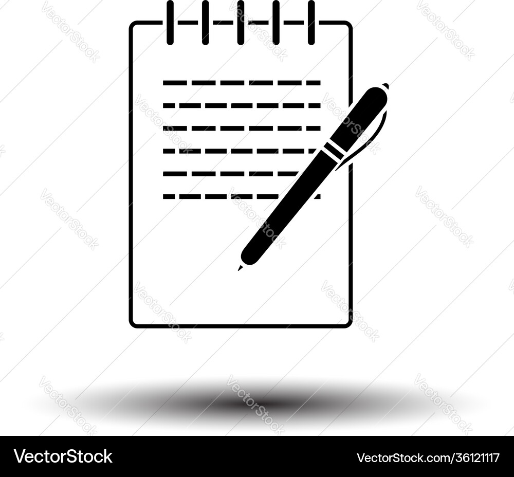 Notebook with pen icon Notebook with pen icon vector image