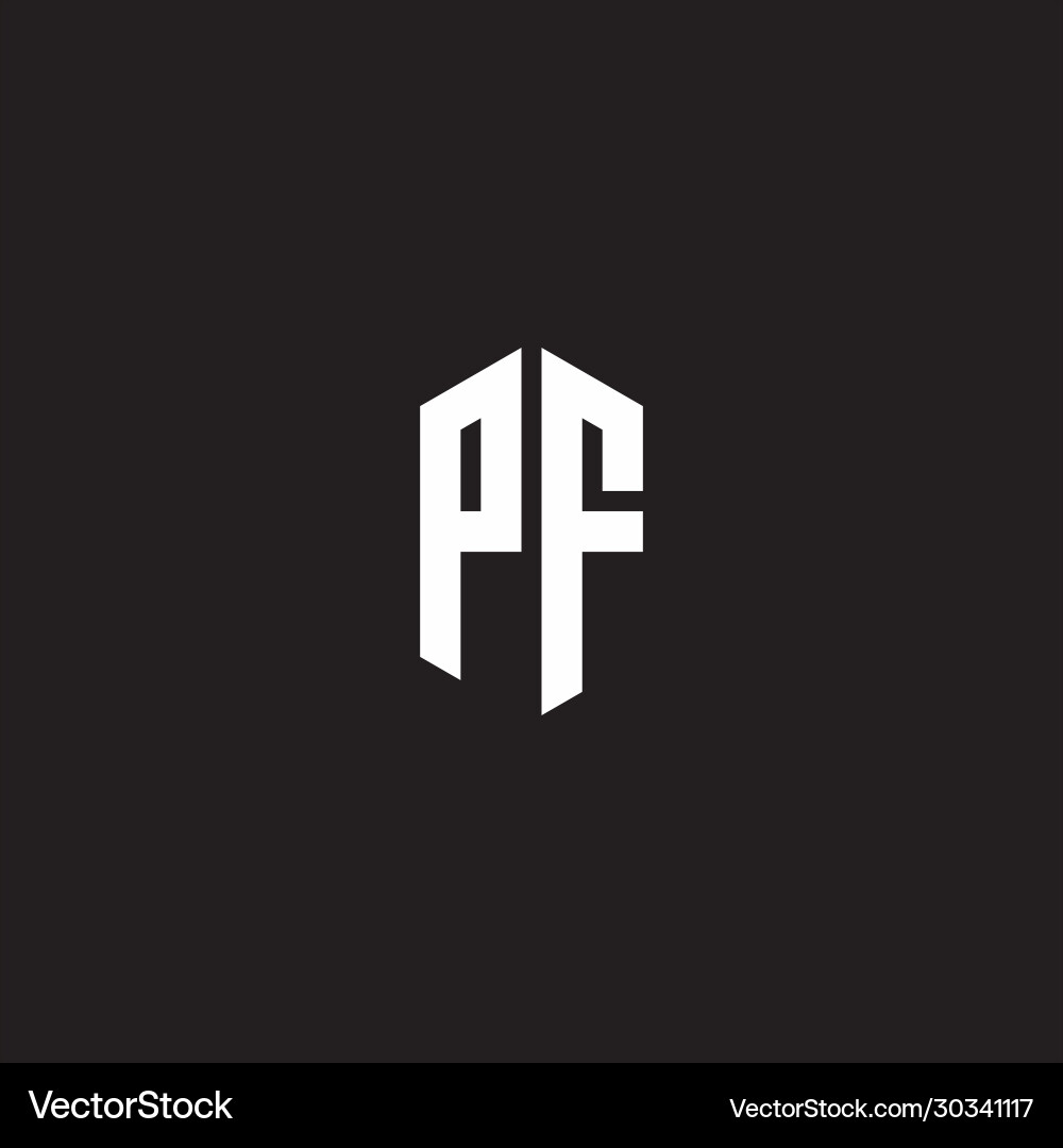 Pf logo monogram with hexagon shape style design vector image