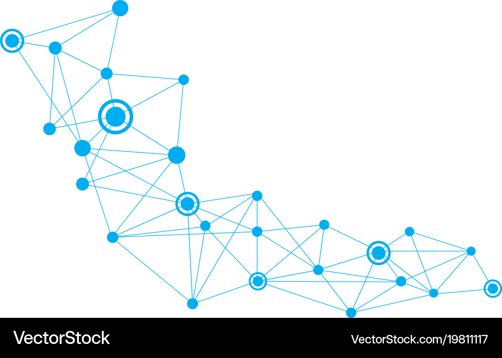 Polygonal space background with connecting dots Vector Image