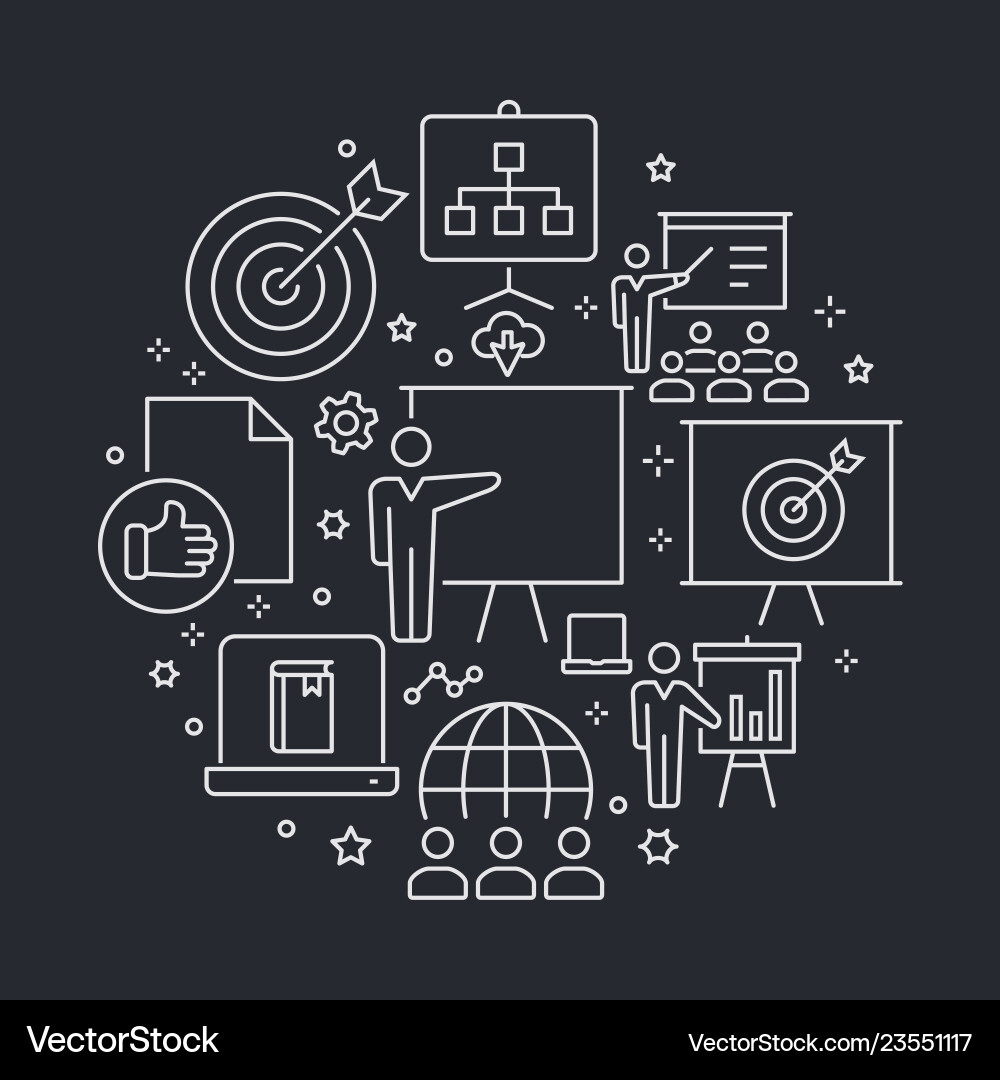 Presentation outline icons set for website banner Presentation outline icons set for website banner vector image