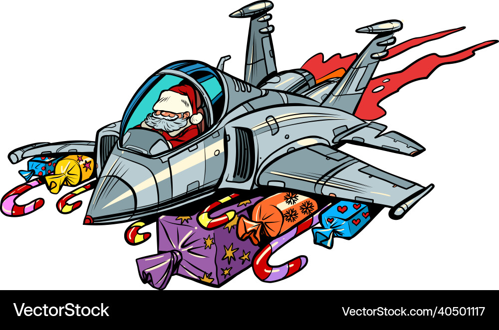 Santa claus is flying on a stormtrooper plane Santa claus is flying on a stormtrooper plane vector image
