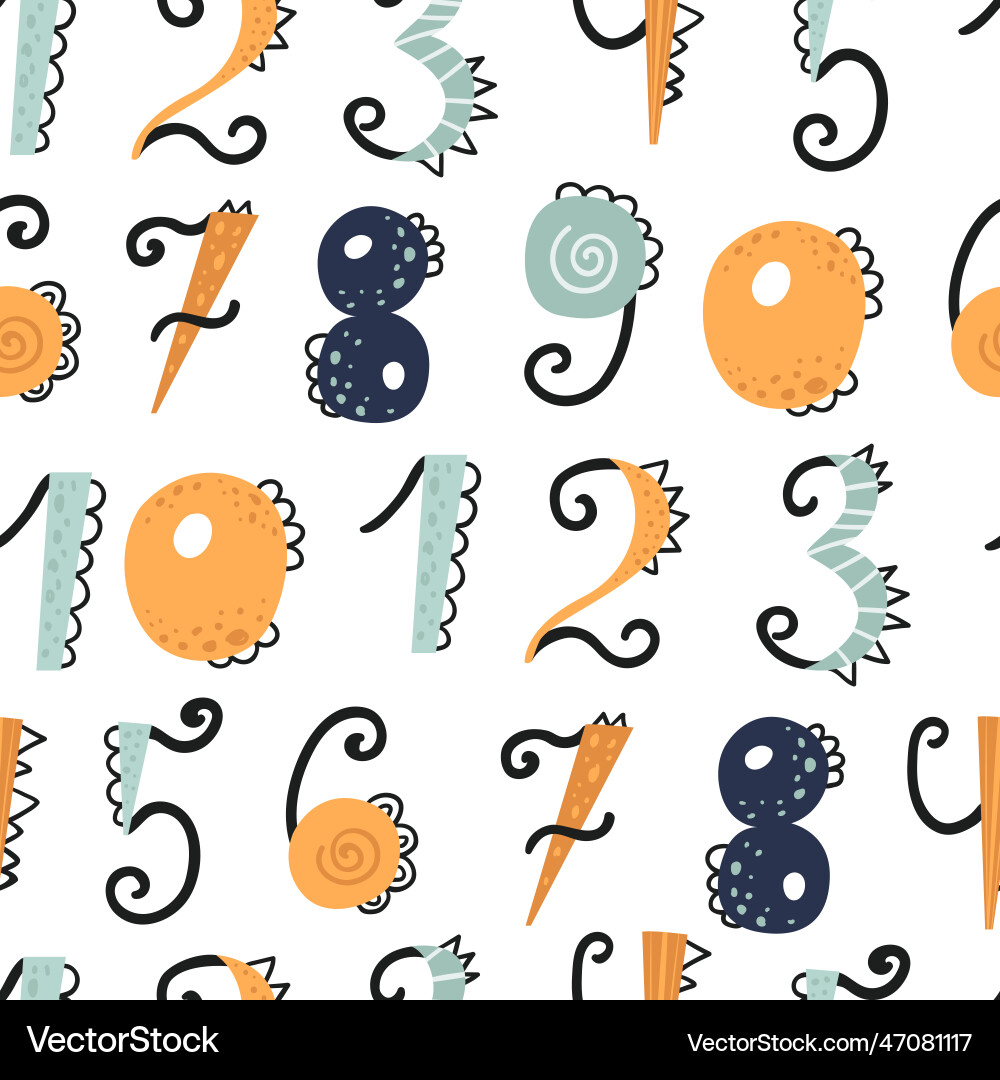 Seamless pattern with numbers dinosaurs Seamless pattern with numbers dinosaurs vector image