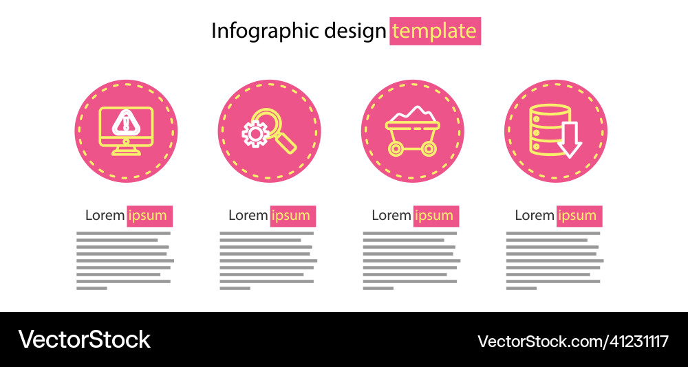 Set line coal mine trolley server data web Set line coal mine trolley server data web vector image