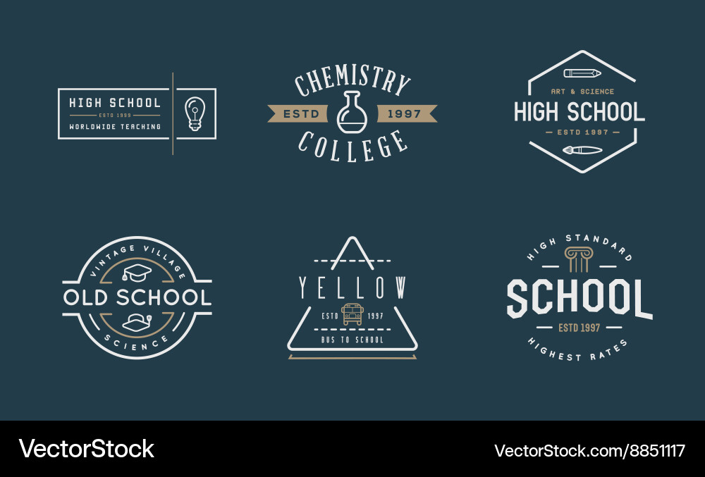 Set of school or college identity elements can Vector Image