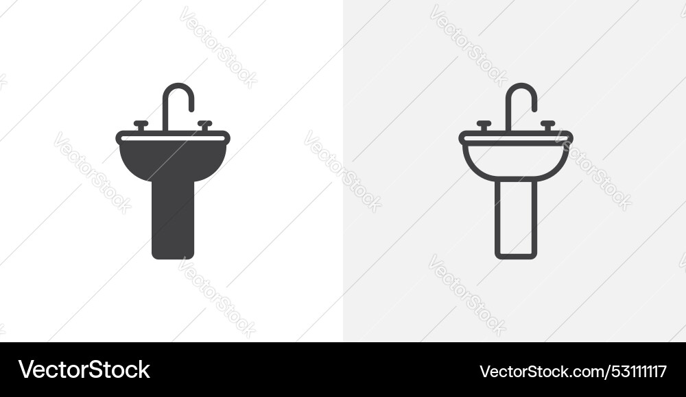 Sink unit thin line icon set Sink unit thin line icon set vector image