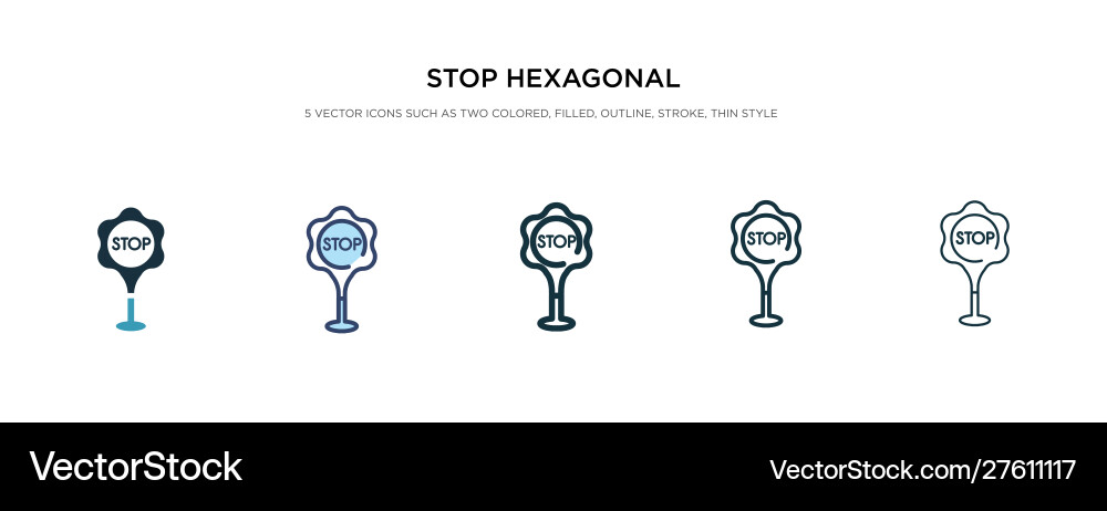 Stop hexagonal icon in different style two Stop hexagonal icon in different style two Vector Image