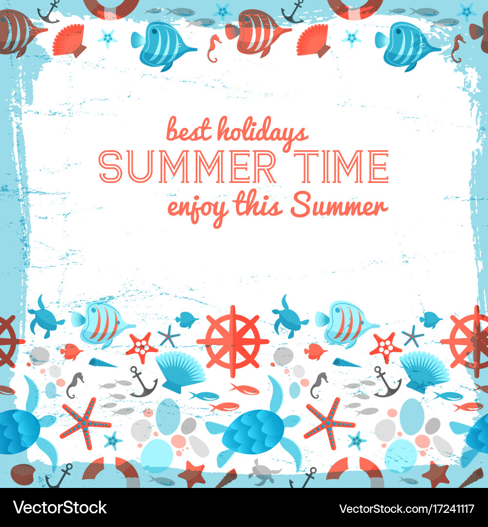Summer Seashell Background Vector Image