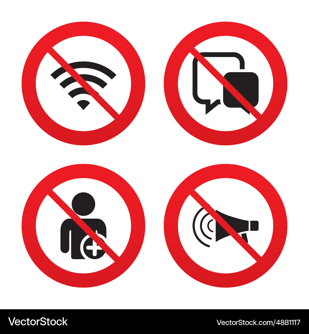 Wifi and chat bubbles add user megaphone vector image