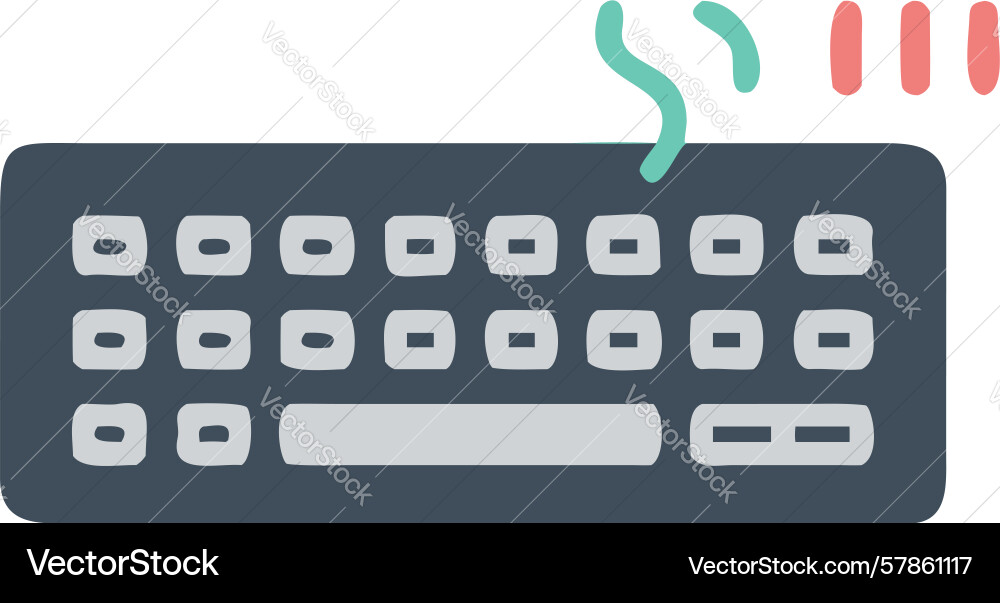 Wireless keyboard with signal waves vector image