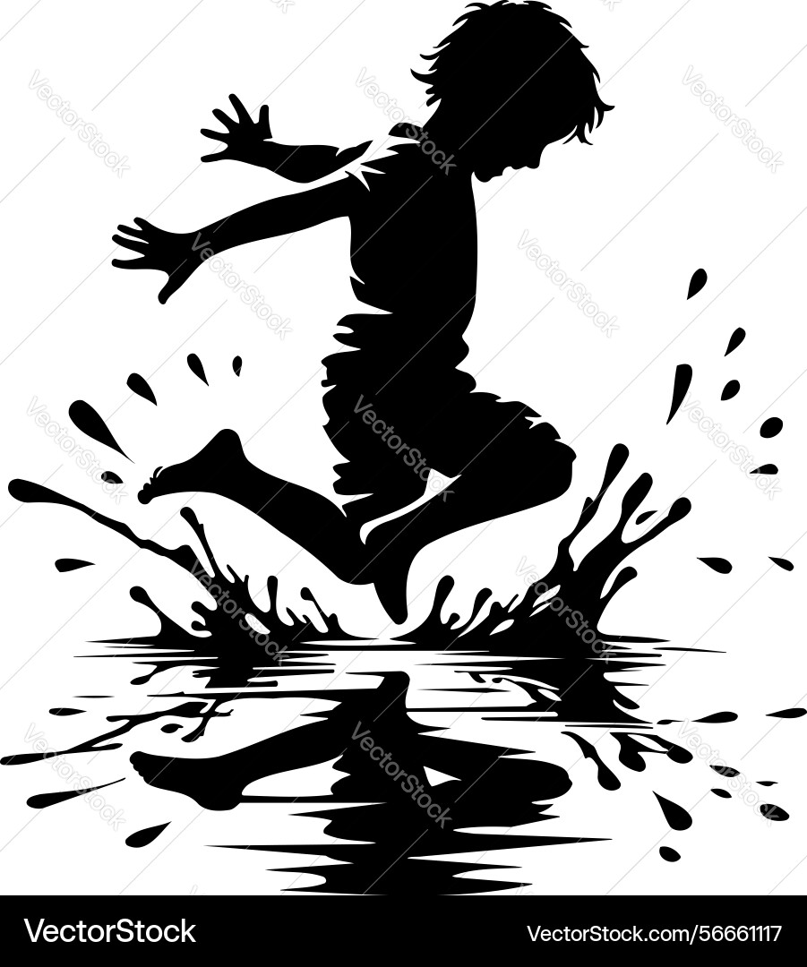 X-default child splashing puddle Vector Image