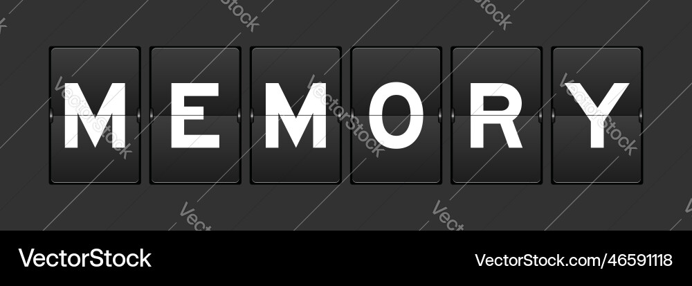 Black color analog flip board with word memory Vector Image