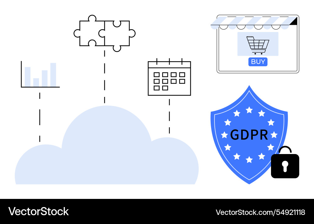Cloud computing integration with gdpr compliance Cloud computing integration with gdpr compliance vector image