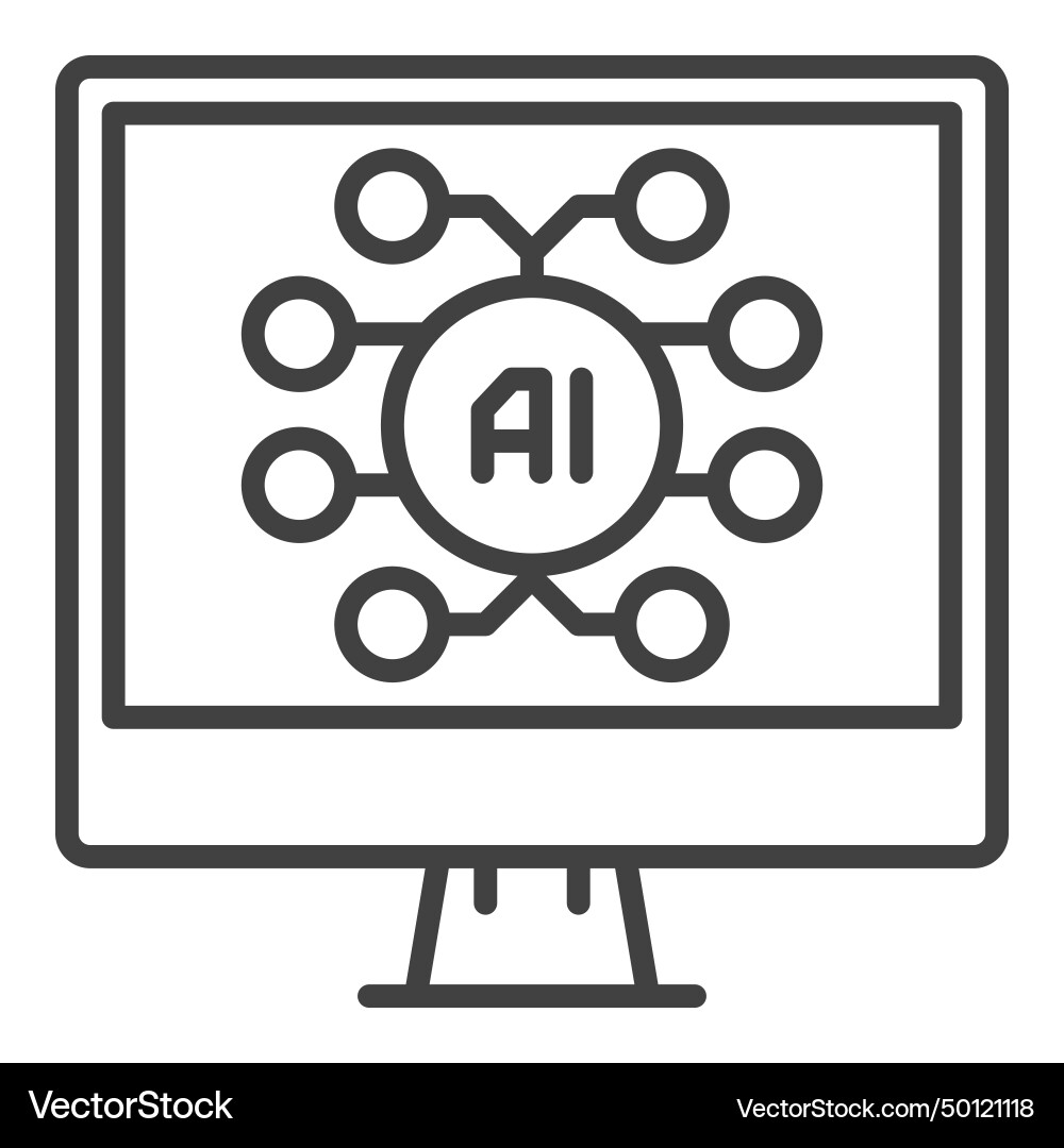 Computer with ai artificial intelligence outline Computer with ai artificial intelligence outline vector image