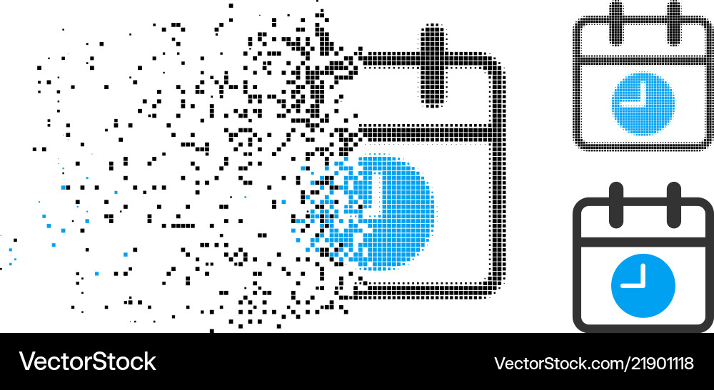 Dissolved pixelated halftone calendar page Vector Image