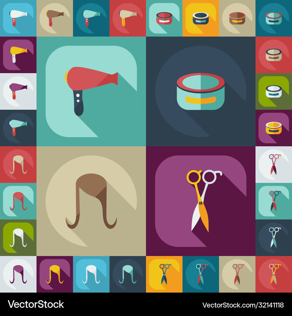 Flat concept set modern design with shadow style vector image