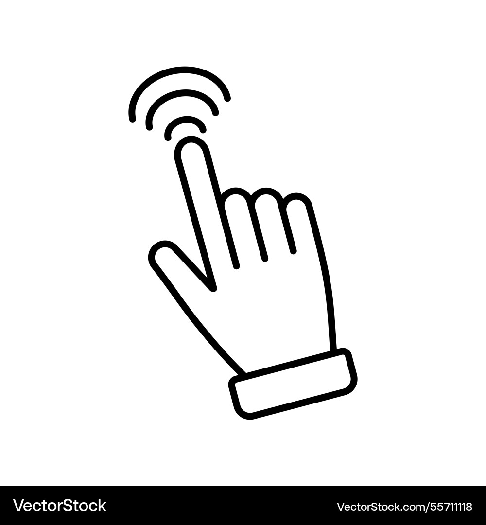 Hand tapping a screen with connection waves Hand tapping a screen with connection waves vector image
