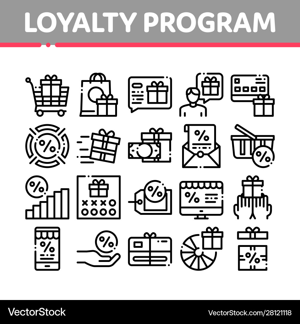 Loyalty program for customer icons set Loyalty program for customer icons set Vector Image