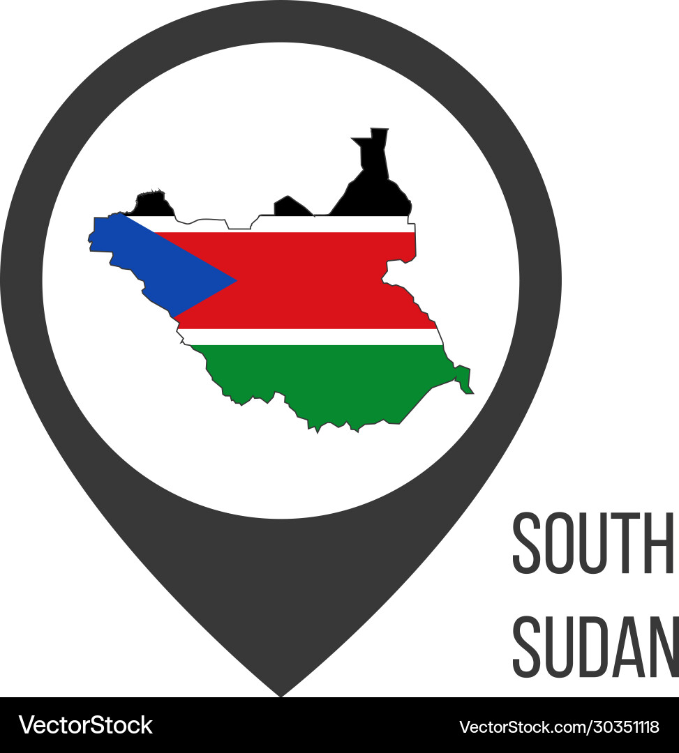 Map pointers with contry south sudan Map pointers with contry south sudan vector image
