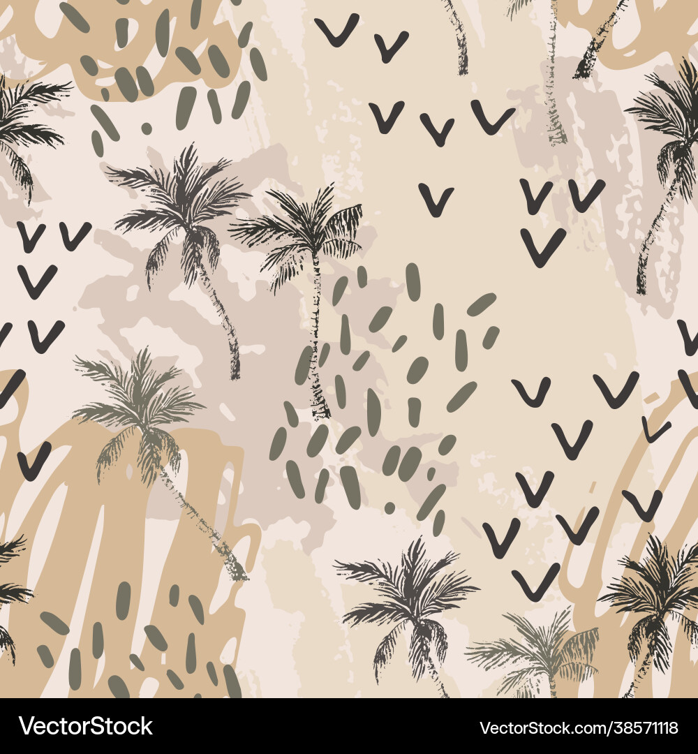 Minimalist Palm Tree Pattern vector image