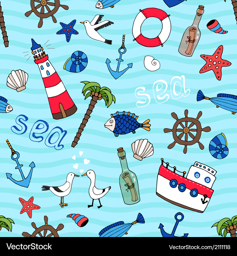 Nautical Seashell Pattern vector image