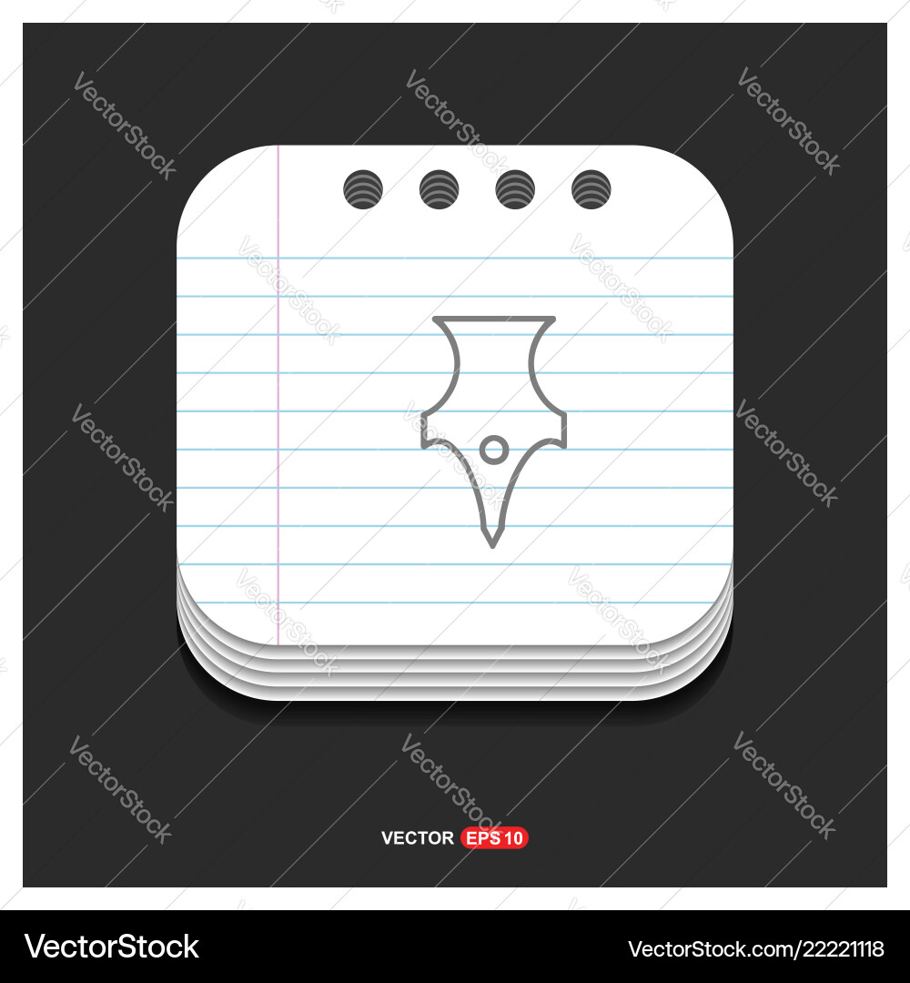 Pen nib icon gray on notepad style template Pen nib icon gray on notepad style template vector image