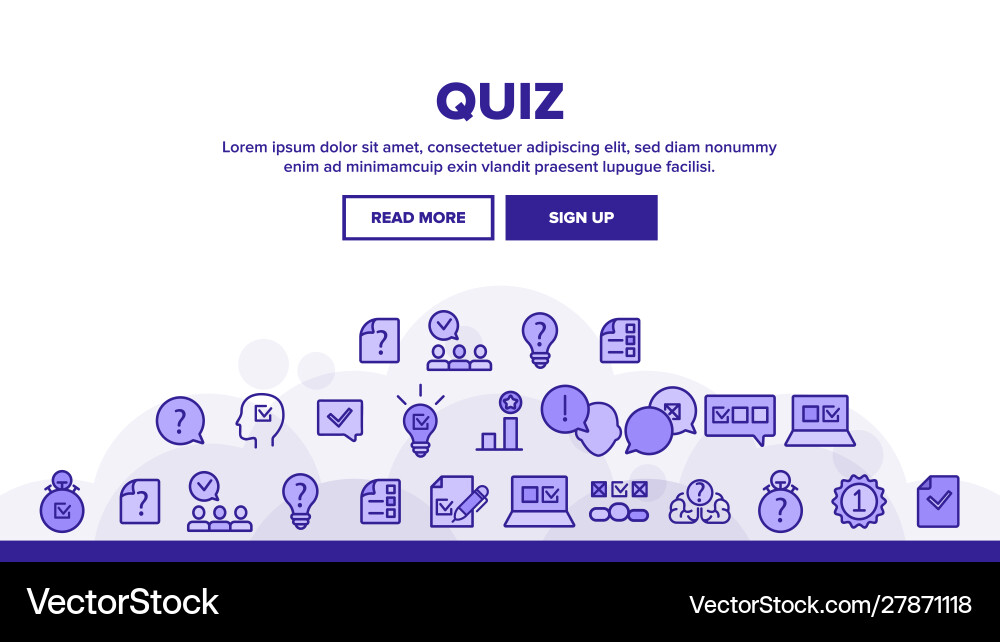 Quiz game landing header Quiz game landing header Vector Image
