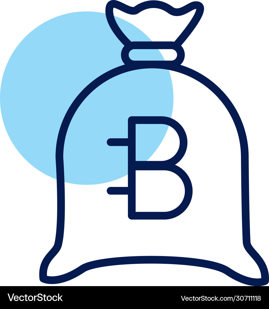 Sack with bitecoin crypto currency line style Sack with bitecoin crypto currency line style vector image