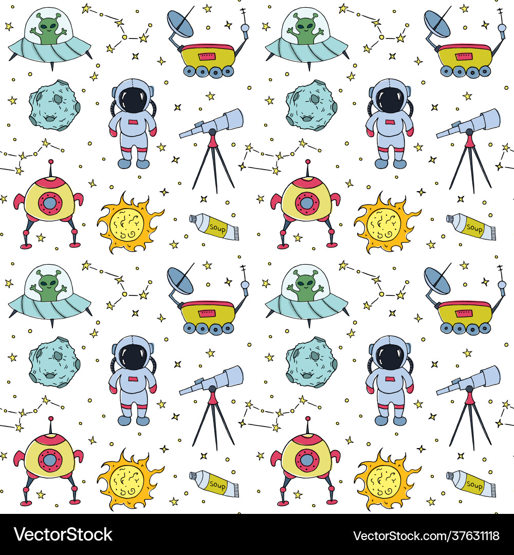 Seamless pattern with hand drawn different space Seamless pattern with hand drawn different space vector image