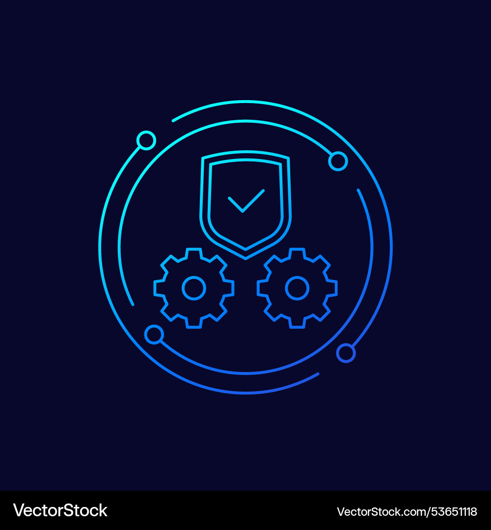 Secure operation icon with gears and a shield vector image