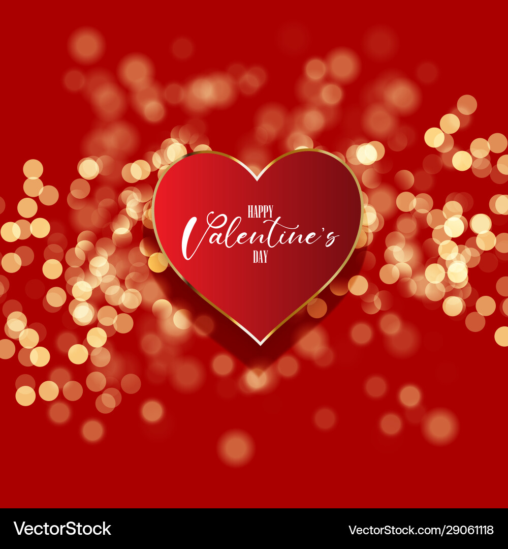 Valentines day background with heart on bokeh Vector Image