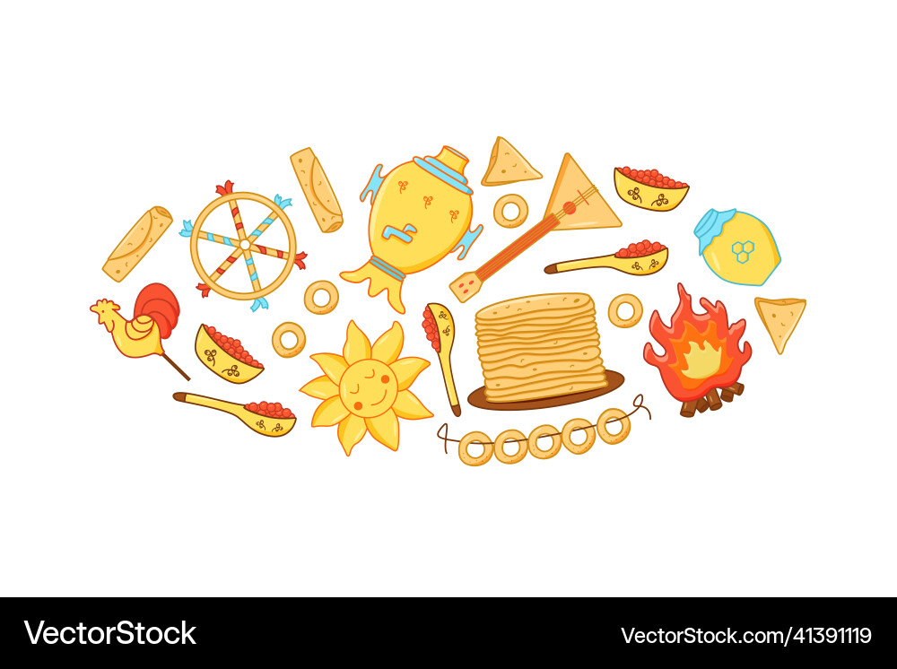 A set of elements pancake day in the shape Vector Image