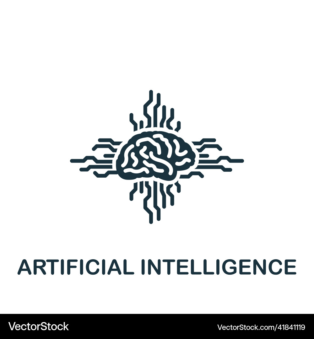 Artificial intelligence icon monochrome simple Artificial intelligence icon monochrome simple vector image
