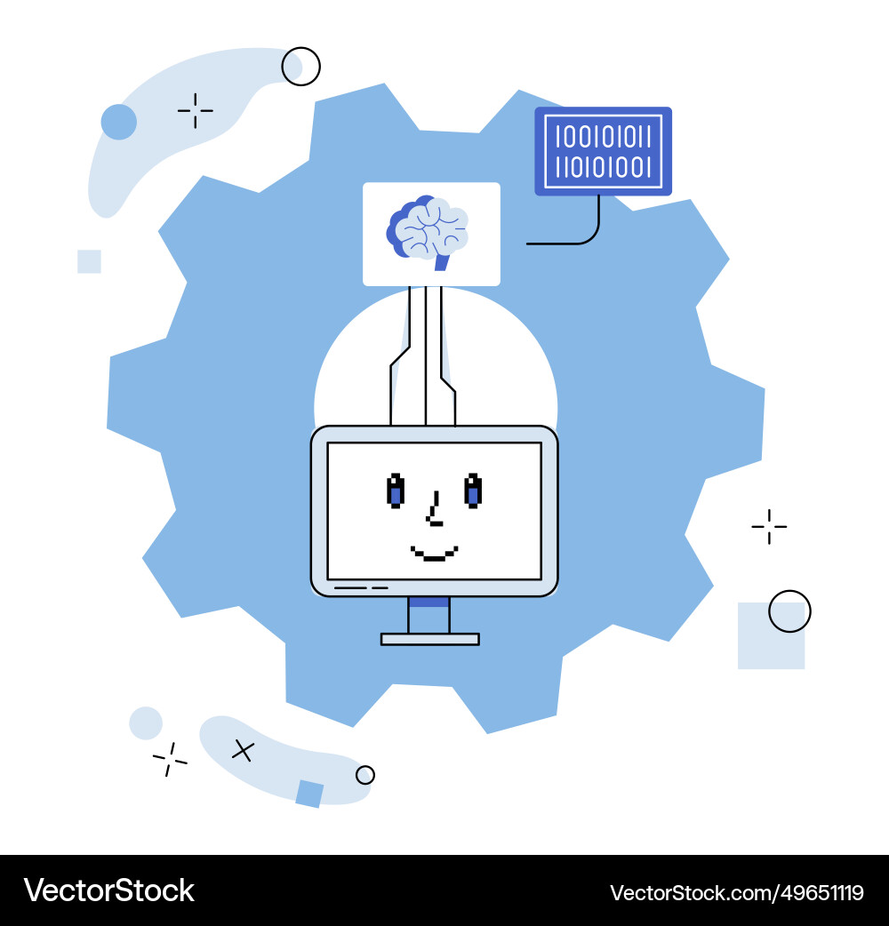 Artificial intelligence in cyberspace virtual Artificial intelligence in cyberspace virtual vector image