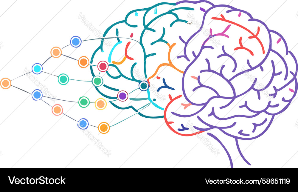 Brain with external neural network design Vector Image