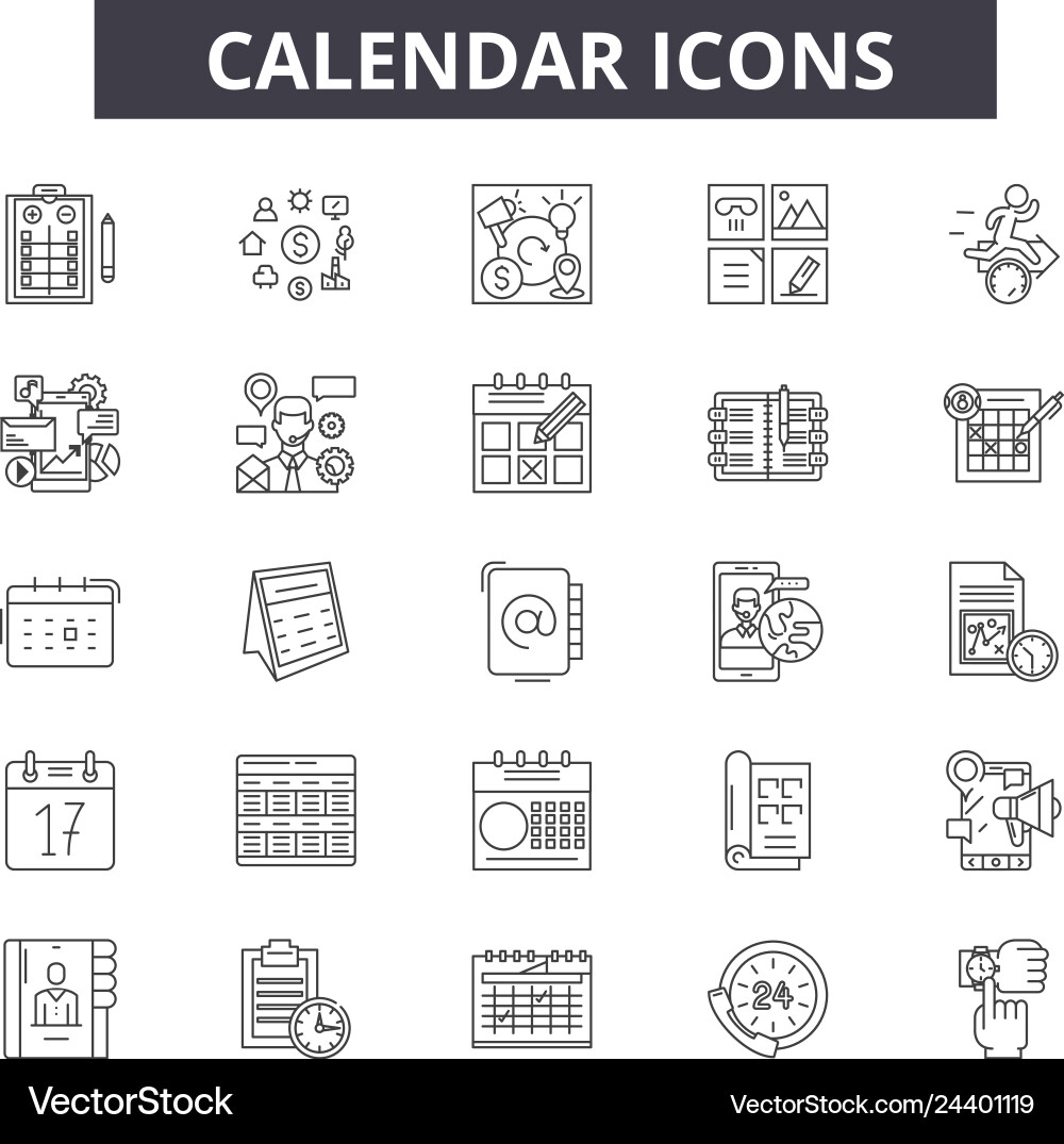 Calendar line icons for web and mobile design Calendar line icons for web and mobile design vector image